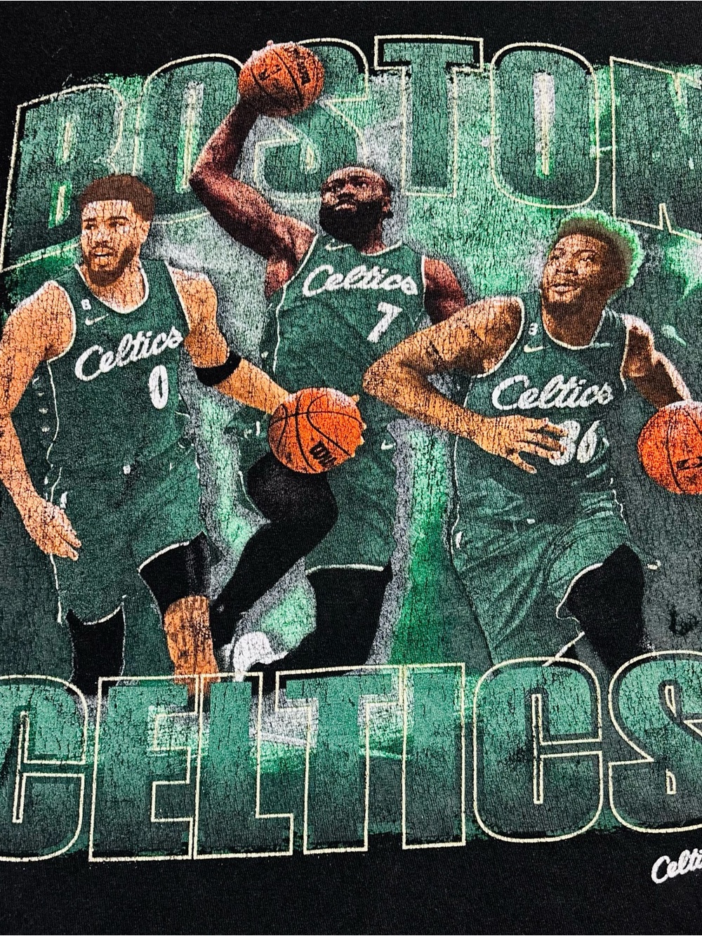 Boston Celtics Graphic Tee Black/Green Mens Size Large
